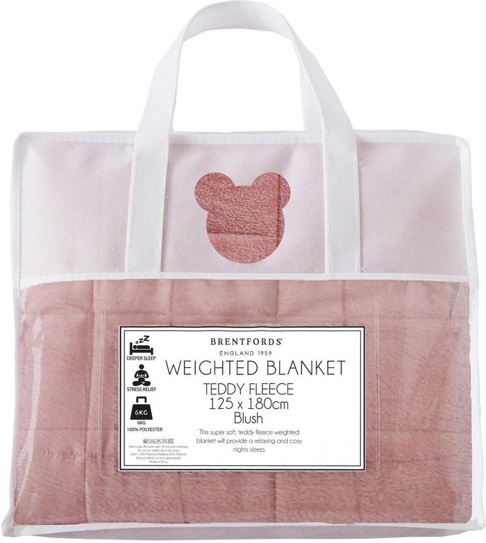The Range | Brentfords Brentfords Teddy Fleece Weighted Blanket Throw - Pink / 200cm Brentfords Brentfords Teddy Fleece Weighted Blanket Throw - Pink / 200cm
