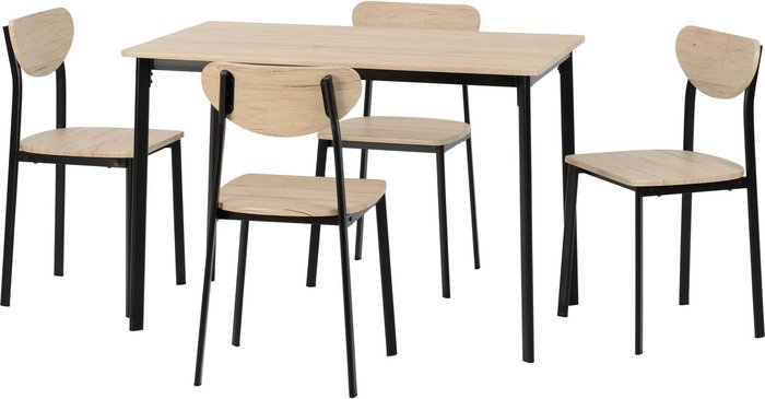The Range | Seconique Riley Large Dining Table Set - black legs and light oak tops Seconique Riley Large Dining Table Set - black legs and light oak tops