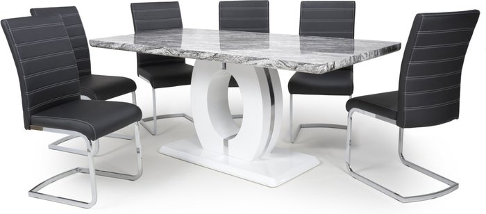 The Range | Shankar Shankar Neptune Large Dining Table & 6 Callisto Black Dining Chairs Set Shankar Shankar Neptune Large Dining Table & 6 Callisto Black Dining Chairs Set