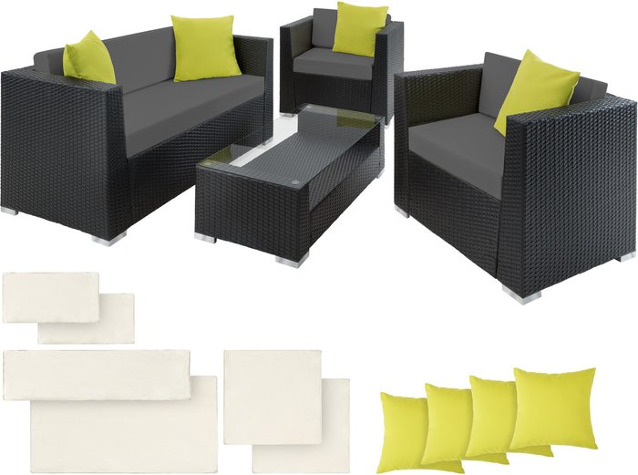 The Range | TECTAKE Tectake Munich Rattan Garden Sofa Set - Black TECTAKE Tectake Munich Rattan Garden Sofa Set - Black