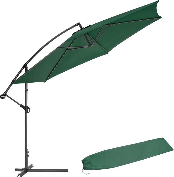 The Range | TECTAKE Tectake Cantilever Parasol 350cm With Protective Sleeve Green TECTAKE Tectake Cantilever Parasol 350cm With Protective Sleeve Green