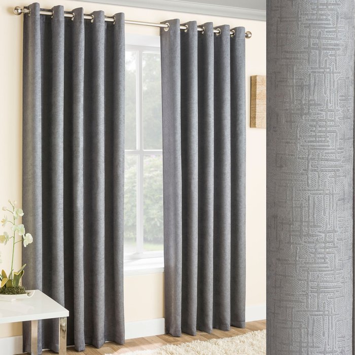 The Range | Enhanced Living Pair of Vogue Eyelet Thermal Dimout Curtains - Grey / 229cm / 168cm Enhanced Living Pair of Vogue Eyelet Thermal Dimout Curtains - Grey / 229cm / 168cm