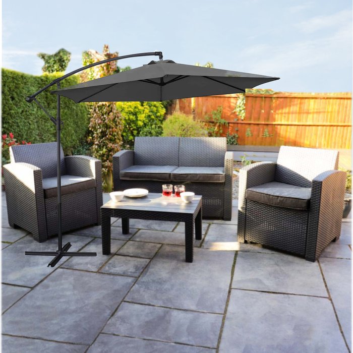 The Range | Groundlevel Groundlevel 3M Banana Garden Parasol - Grey Groundlevel Groundlevel 3M Banana Garden Parasol - Grey