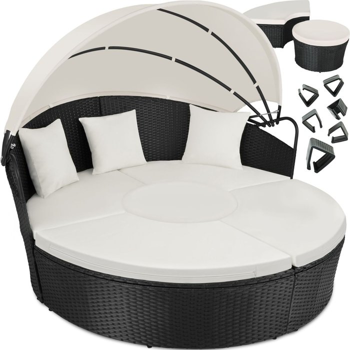 The Range | TECTAKE Tectake Island Rattan Sun Lounger Day Bed - Black TECTAKE Tectake Island Rattan Sun Lounger Day Bed - Black