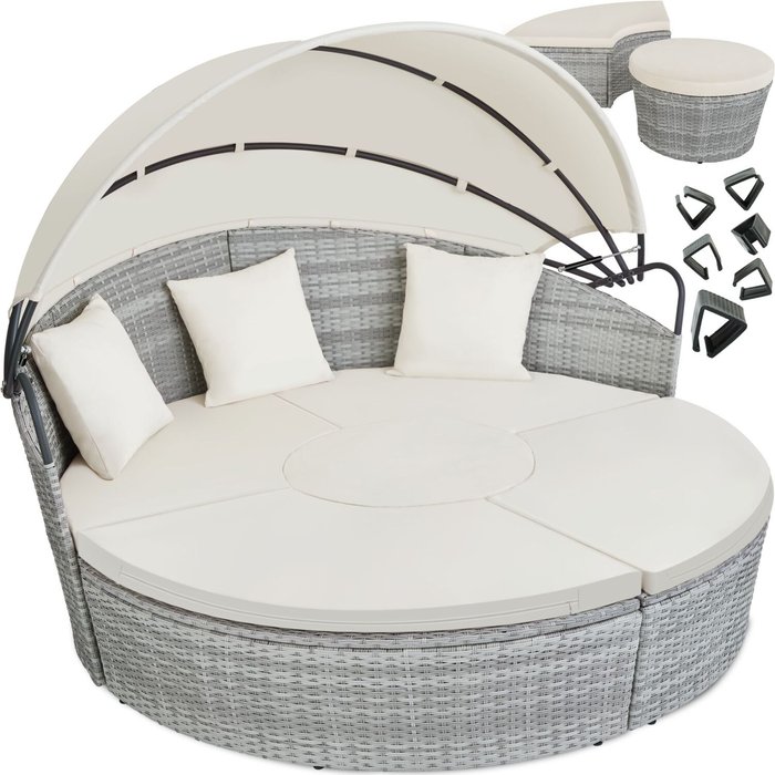 The Range | TECTAKE Tectake Island Rattan Sun Lounger Day Bed - Light Grey TECTAKE Tectake Island Rattan Sun Lounger Day Bed - Light Grey