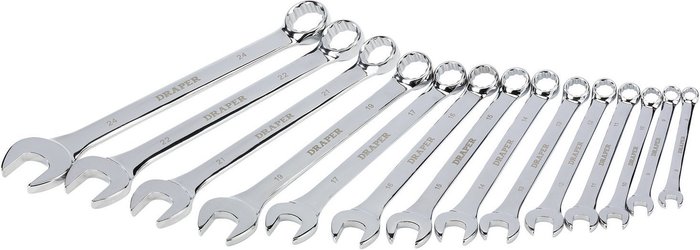 The Range | Draper Draper Metric 8-24mm Combination Spanner Set (14 Piece) - Chrome Draper Draper Metric 8-24mm Combination Spanner Set (14 Piece) - Chrome
