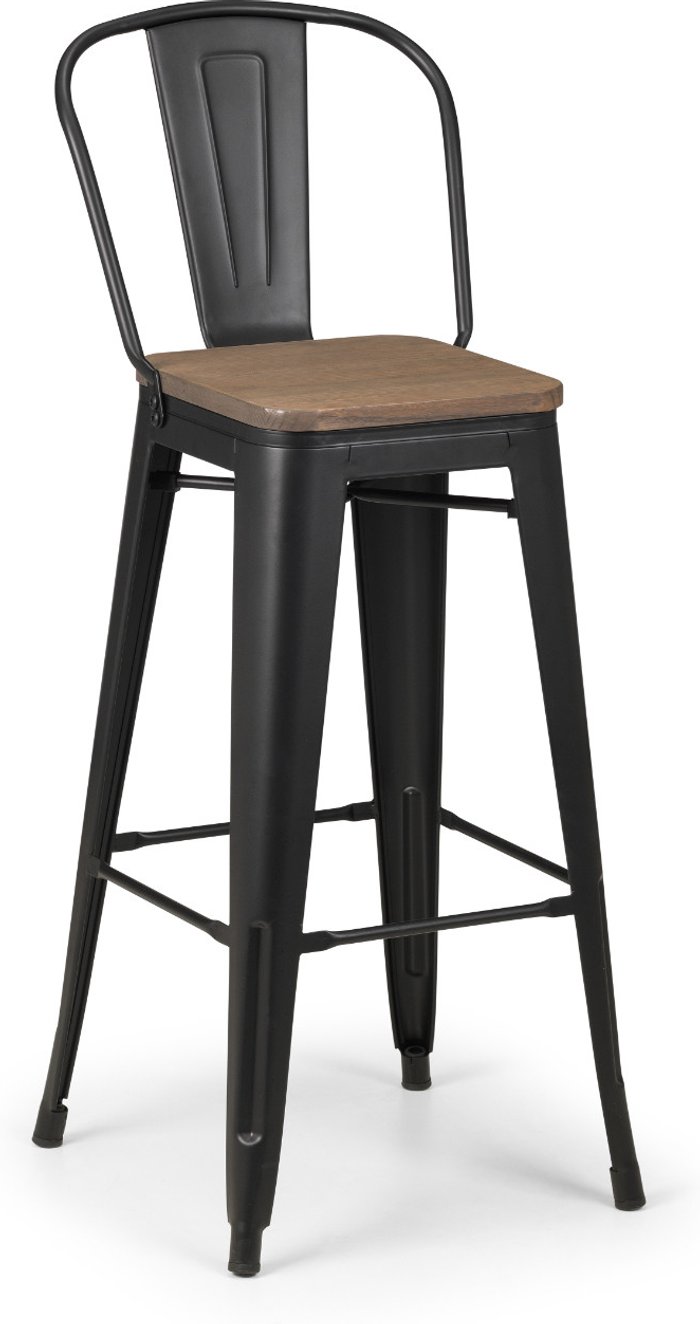 The Range | Julian Bowen Set Of 2 Grafton Metal Bar Stool - Mocha Elm/Black Julian Bowen Set Of 2 Grafton Metal Bar Stool - Mocha Elm/Black