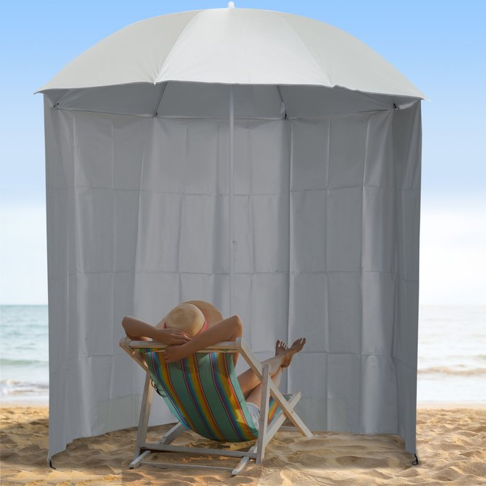 The Range | Outsunny Outsunny Fishing Umbrella Shelter with Side Wall - White Outsunny Outsunny Fishing Umbrella Shelter with Side Wall - White