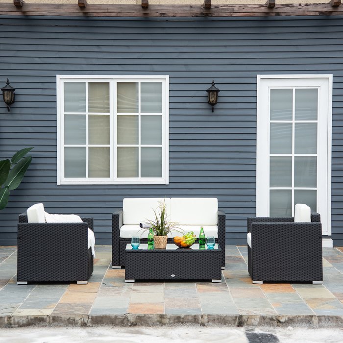 The Range | Outsunny Rattan Sofa Set - Black Outsunny Rattan Sofa Set - Black