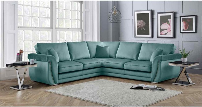 The Range | Simply Eleganza Luca Full Back Large Corner Sofa - Turquoise Simply Eleganza Luca Full Back Large Corner Sofa - Turquoise