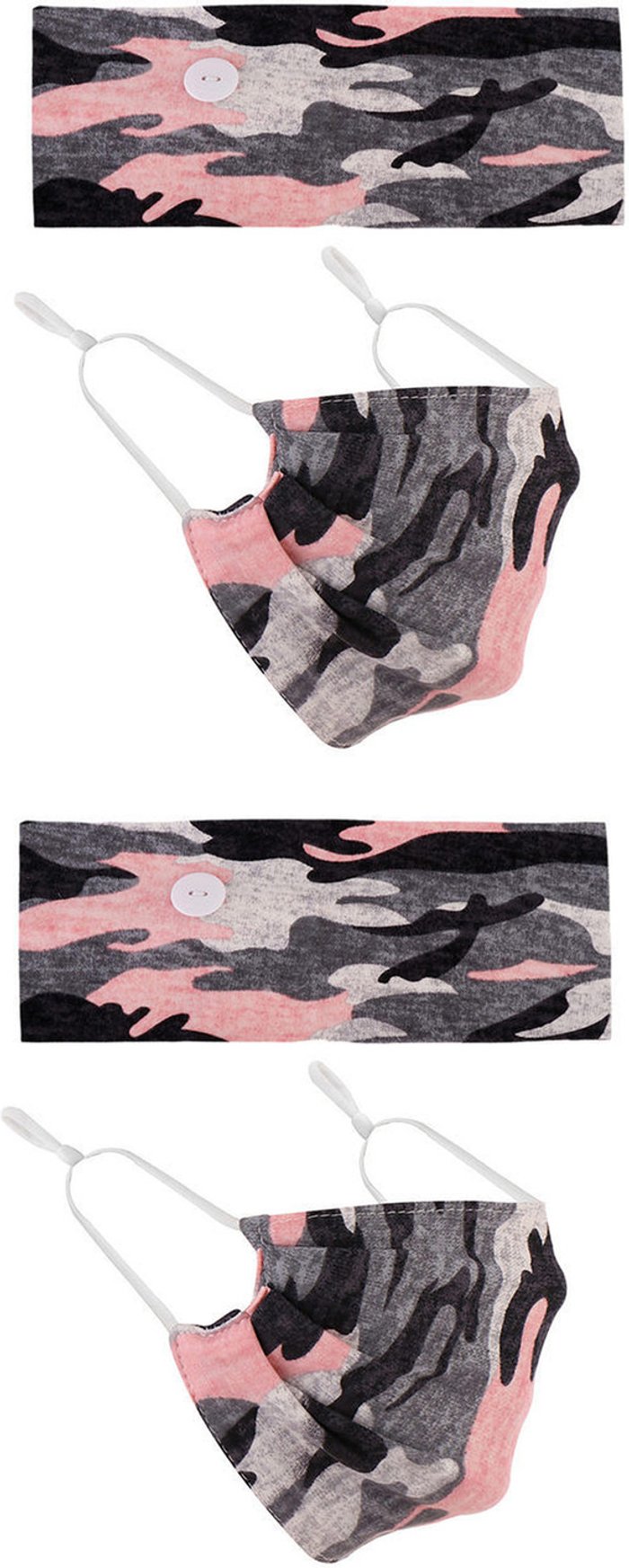 The Range | Headband and Face Mask Set - Pink Camo x2 / 2 Headband and Face Mask Set - Pink Camo x2 / 2