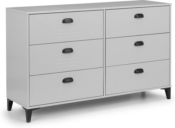 The Range | Julian Bowen Lakers Locker 6 Drawer Wide Chest - Grey Julian Bowen Lakers Locker 6 Drawer Wide Chest - Grey