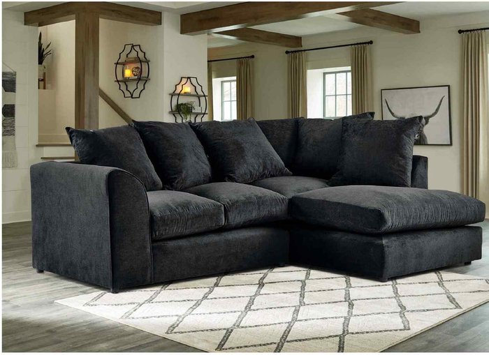 The Range | Simply Eleganza Mirana Modern Plush Velvet Corner RHF Sofa - Black Simply Eleganza Mirana Modern Plush Velvet Corner RHF Sofa - Black