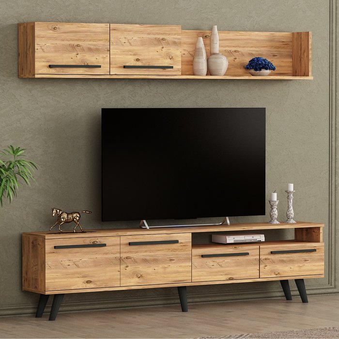 The Range | Destina Home Edina TV Stand and Media Console - Antique Pine Destina Home Edina TV Stand and Media Console - Antique Pine