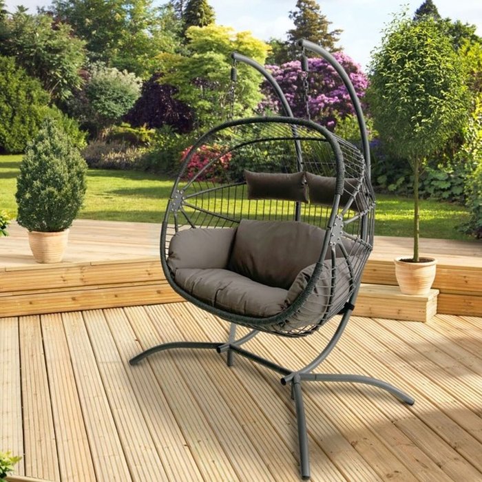 The Range | Pagoda Bali Double Hanging Rattan Egg Chair - Grey Pagoda Bali Double Hanging Rattan Egg Chair - Grey
