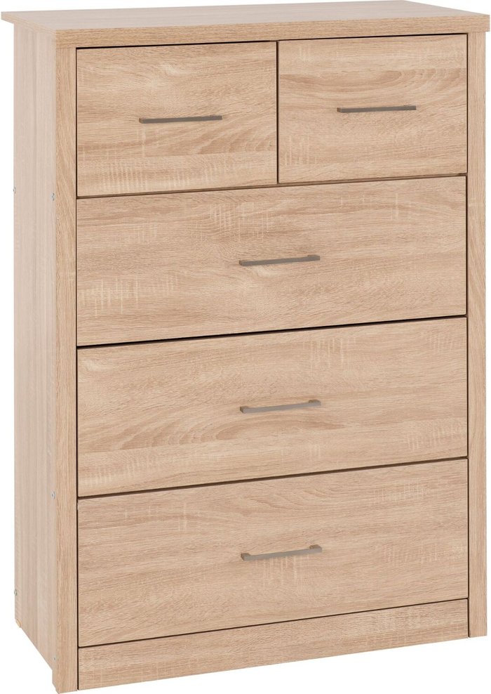 The Range | Seconique Lisbon 3 plus 2 Drawer Chest - Light Oak Seconique Lisbon 3 plus 2 Drawer Chest - Light Oak