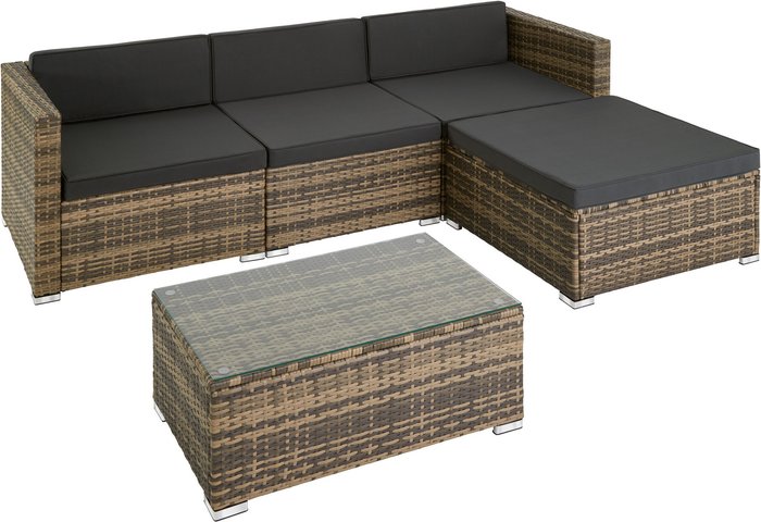 The Range | TECTAKE Tectake Florence 4-seater Rattan Lounge Sofa Set - Brown/Black TECTAKE Tectake Florence 4-seater Rattan Lounge Sofa Set - Brown/Black