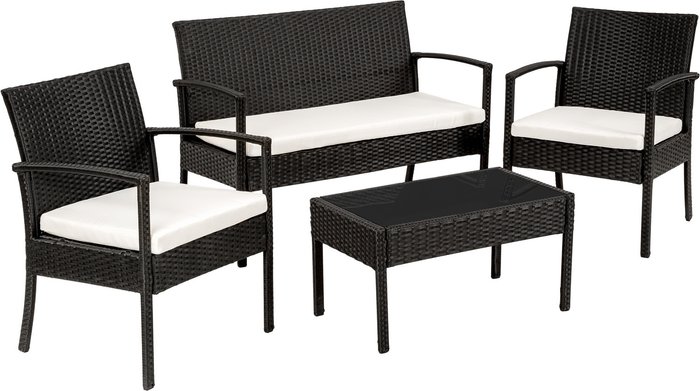 The Range | TECTAKE Tectake Sparta Rattan Garden Bench Set - Black TECTAKE Tectake Sparta Rattan Garden Bench Set - Black