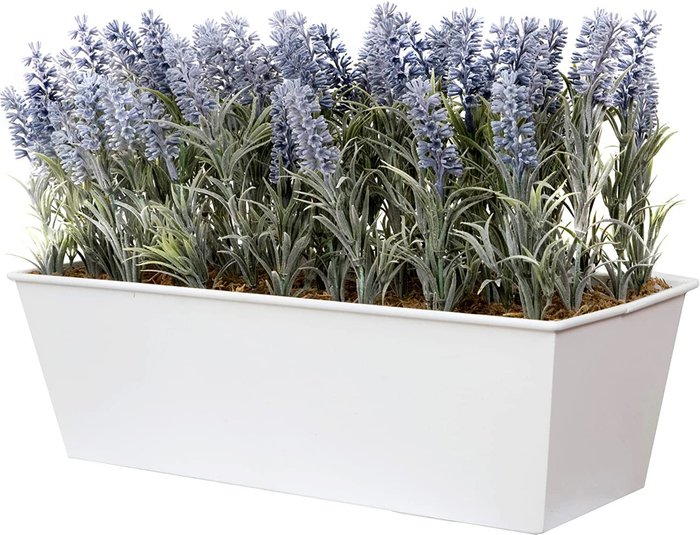 The Range | Greenbrokers Greenbrokers Artificial Lavender Tin White Planter Window Box 45Cm/18In Greenbrokers Greenbrokers Artificial Lavender Tin White Planter Window Box 45Cm/18In