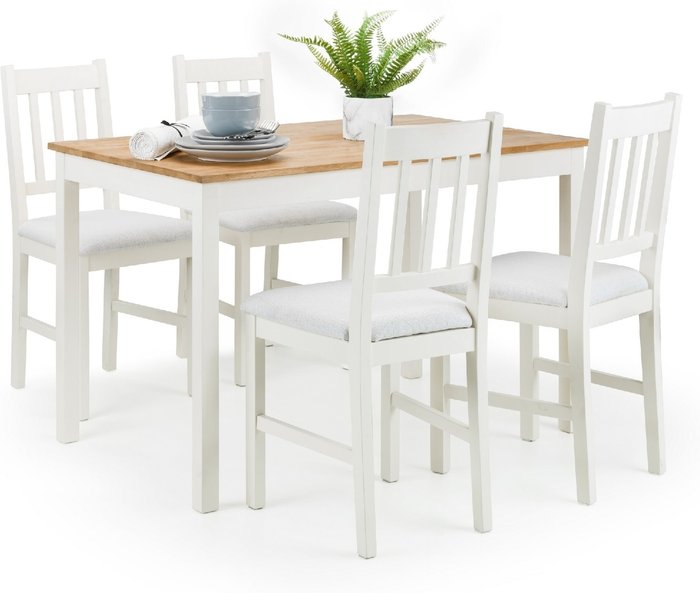 The Range | Julian Bowen Julian Bowen Set Of Coxmoor White & Oak Dining Table & 4 Chairs Julian Bowen Julian Bowen Set Of Coxmoor White & Oak Dining Table & 4 Chairs