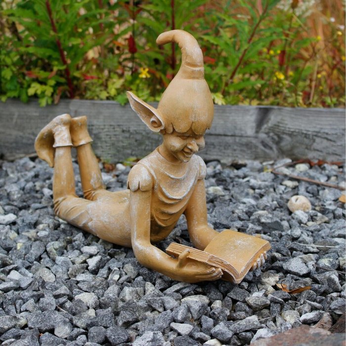 The Range | Garden Mile Reading Elf Garden Ornament - Bronze Garden Mile Reading Elf Garden Ornament - Bronze