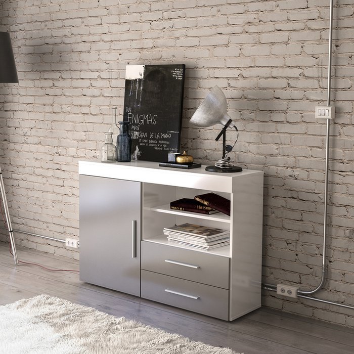 The Range | Birlea Birlea Edgeware 1 Door 2 Drawer Sideboard White & Grey Birlea Birlea Edgeware 1 Door 2 Drawer Sideboard White & Grey