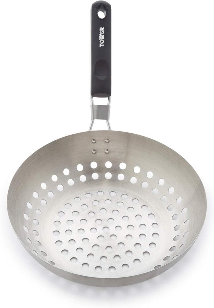 The Range | Tower Tower 28Cm Grill Wok With Folding Handle - Black Tower Tower 28Cm Grill Wok With Folding Handle - Black