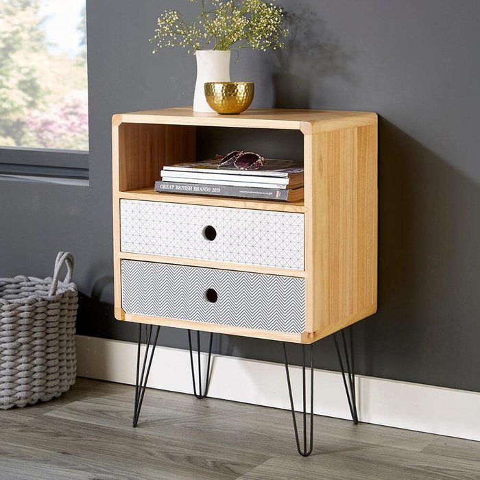 The Range | Home Source Genoa 2 Drawer Bedside Table Bedroom Storage Unit - Neutral Home Source Genoa 2 Drawer Bedside Table Bedroom Storage Unit - Neutral