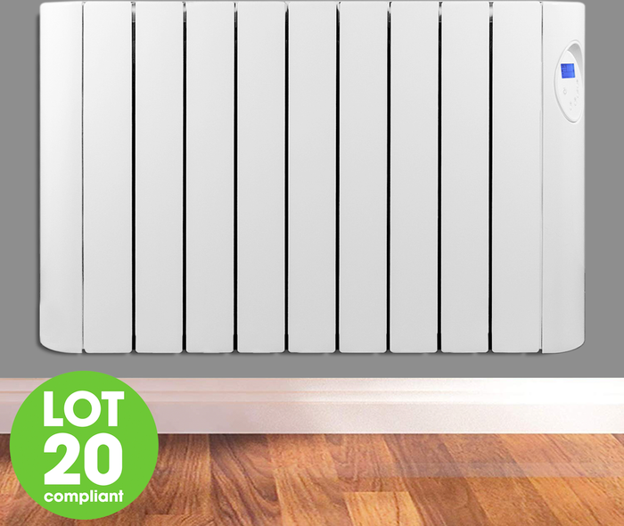 The Range | Futura Low Energy Oil Filled Electric Radiator Panel Heater with Digital Display - White Futura Low Energy Oil Filled Electric Radiator Panel Heater with Digital Display - White