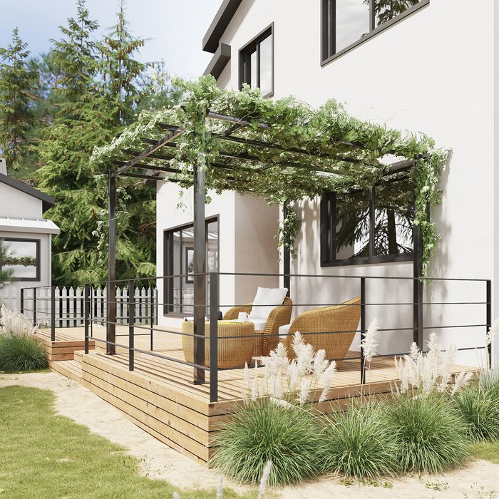 The Range | Outsunny Outsunny 3X3M Metal Gazebo Pergola Grape Trellis Climbing Plants Sun Shelter - Black Outsunny Outsunny 3X3M Metal Gazebo Pergola Grape Trellis Climbing Plants Sun Shelter - Black