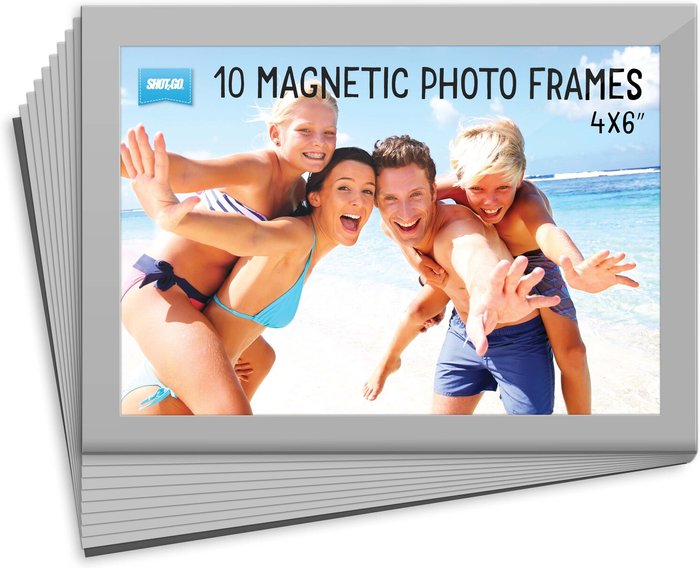 The Range | Shot2go Pack of 10 Magnetic Photo Fridge Frame Pockets Silver 4x6 - Silver Shot2go Pack of 10 Magnetic Photo Fridge Frame Pockets Silver 4x6 - Silver