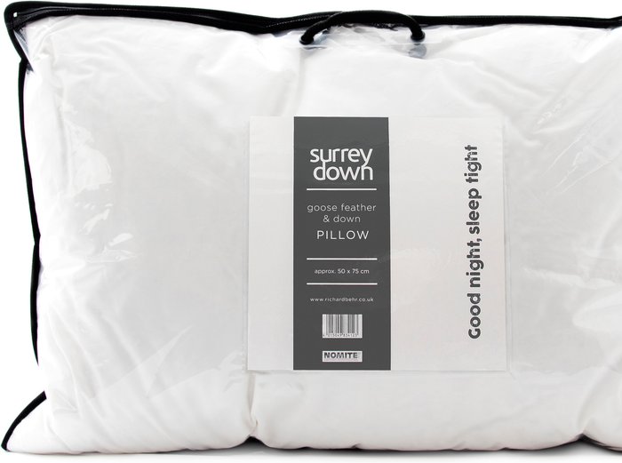 The Range | Surrey Down Goose Feather and Down Pillow Collection - White / Medium / 75cm / 1 Surrey Down Goose Feather and Down Pillow Collection - White / Medium / 75cm / 1