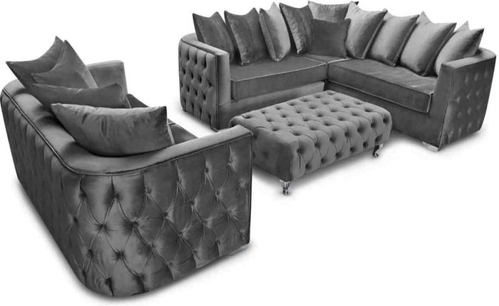 The Range | Simply Eleganza Julia Sofa Set 3 Seater Sofa with Corner and Footstool - Grey Simply Eleganza Julia Sofa Set 3 Seater Sofa with Corner and Footstool - Grey