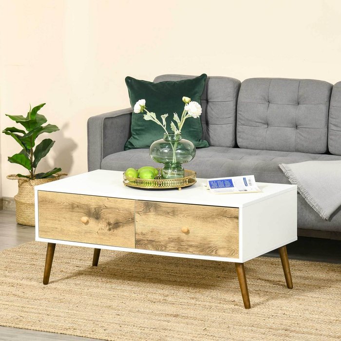 The Range | HOMCOM Coffee Table for Living Room with 4 Storage Drawers - White HOMCOM Coffee Table for Living Room with 4 Storage Drawers - White