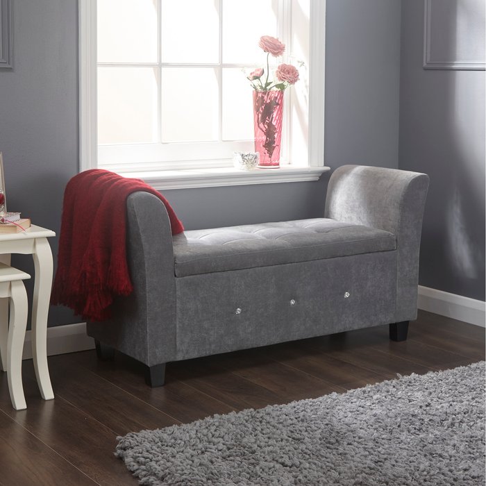 The Range | GFW Verona Upholstered Window Seat Grey GFW Verona Upholstered Window Seat Grey