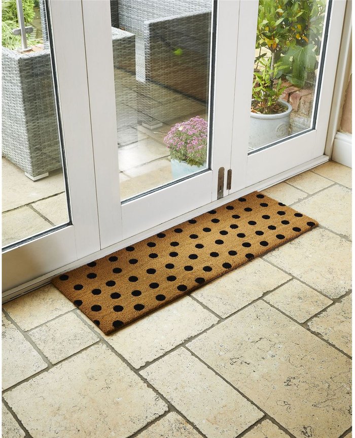 The Range | Astley Astley 40x120cm Totally Dotty Natural Printed, PVC Backed Coir Mat Astley Astley 40x120cm Totally Dotty Natural Printed, PVC Backed Coir Mat