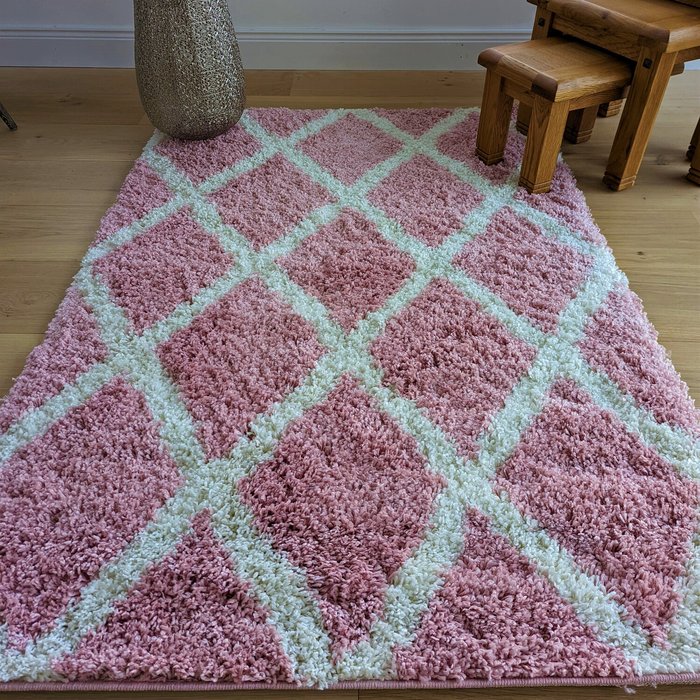The Range | The Rug Wholesaler Blush Moroccan Trellis Shaggy Rug - Oslo - Pink / 170cm The Rug Wholesaler Blush Moroccan Trellis Shaggy Rug - Oslo - Pink / 170cm