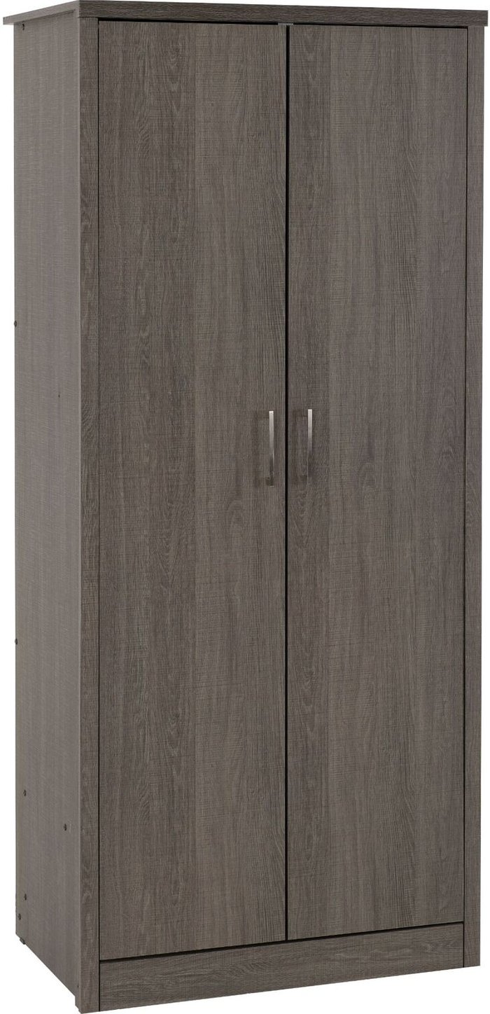 The Range | Seconique Lisbon 2 Door Wardrobe - Black Wood Grain Seconique Lisbon 2 Door Wardrobe - Black Wood Grain