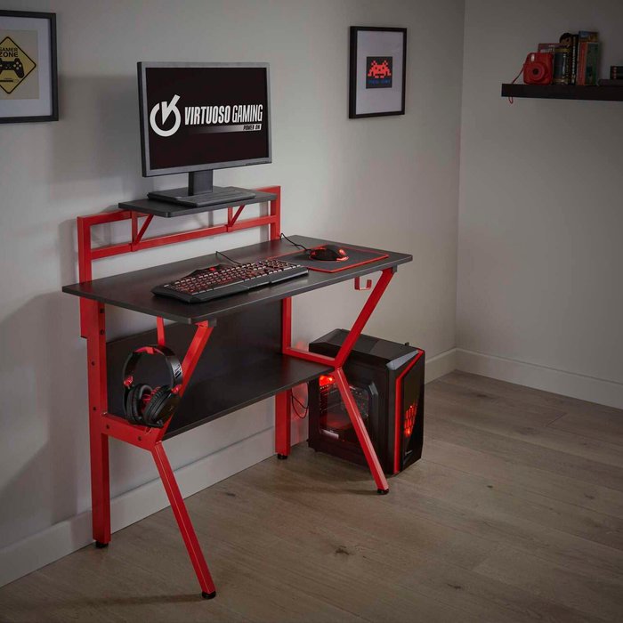 The Range | Virtuoso Gaming Rogue Gaming Desk - Black and Red - Red Virtuoso Gaming Rogue Gaming Desk - Black and Red - Red