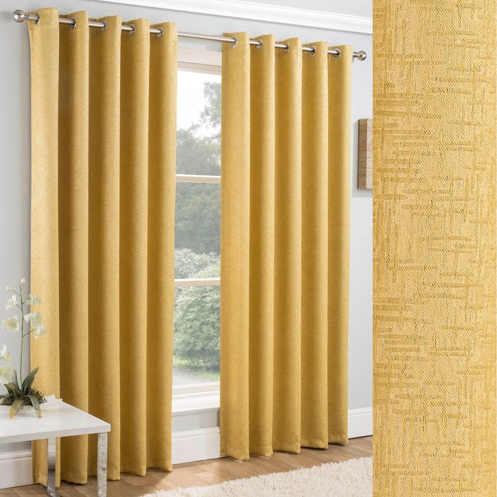 The Range | Enhanced Living Pair of Vogue Eyelet Thermal Dimout Curtains - Ochre / 229cm Enhanced Living Pair of Vogue Eyelet Thermal Dimout Curtains - Ochre / 229cm