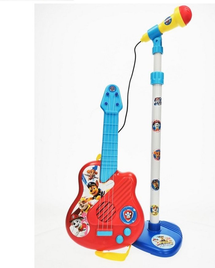 The Range | Paw Patrol 4 String Guitar With Microphone & Stand Paw Patrol 4 String Guitar With Microphone & Stand