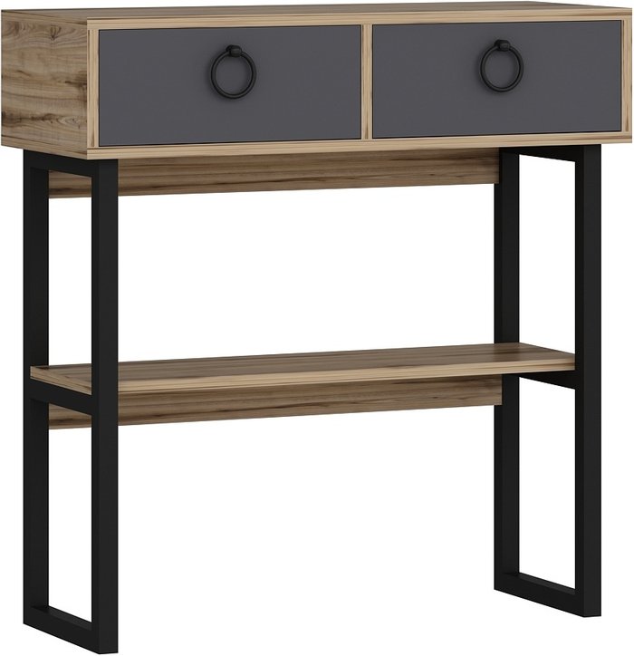 The Range | Destina Home Monalisa Metal Manufacture Wood Dresser Console Table with Mirror - Dark Oak - Anthracite Destina Home Monalisa Metal Manufacture Wood Dresser Console Table with Mirror - Dark Oak - Anthracite