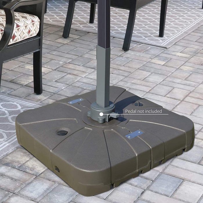 The Range | Outsunny Square Parasol Base with Wheels - Brown Outsunny Square Parasol Base with Wheels - Brown