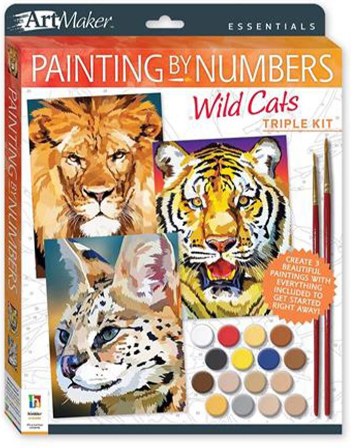 The Range | Hinkler Painting By Numbers Wild Cats Triple Kit Hinkler Painting By Numbers Wild Cats Triple Kit