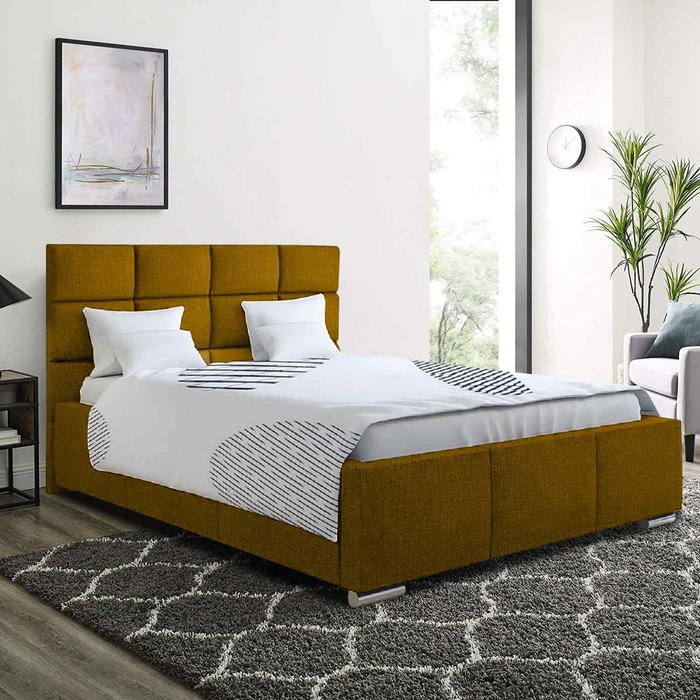 The Range | Gerali Bed Super King Plush Velvet Mustard Gerali Bed Super King Plush Velvet Mustard