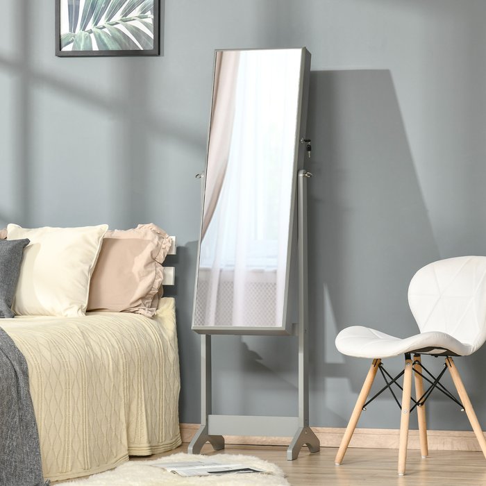 The Range | HOMCOM Jewellery Cabinet with Full-Length Mirror - Grey HOMCOM Jewellery Cabinet with Full-Length Mirror - Grey