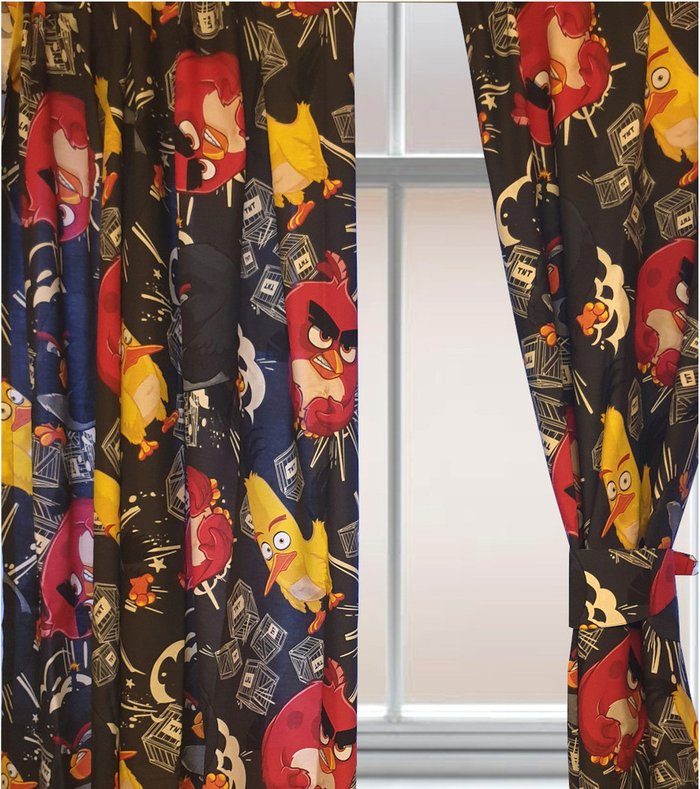 The Range | Rovio Angry Birds TNT Curtain Pair With Tie Backs - Black / 72in Rovio Angry Birds TNT Curtain Pair With Tie Backs - Black / 72in