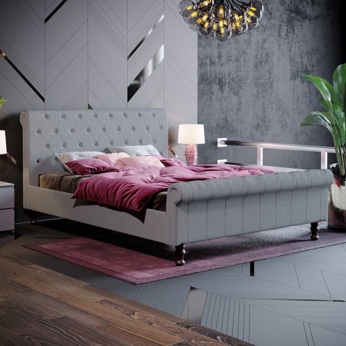The Range | Violetta Fabric Bed - Light Grey Linen / 232cm Violetta Fabric Bed - Light Grey Linen / 232cm
