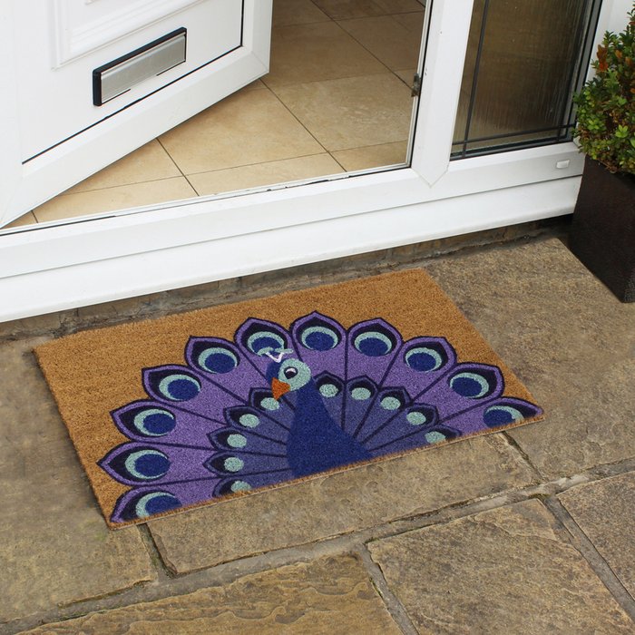 The Range | JVL JVL Eco-friendly Latex Backed Coir Door Mat, Peacock JVL JVL Eco-friendly Latex Backed Coir Door Mat, Peacock