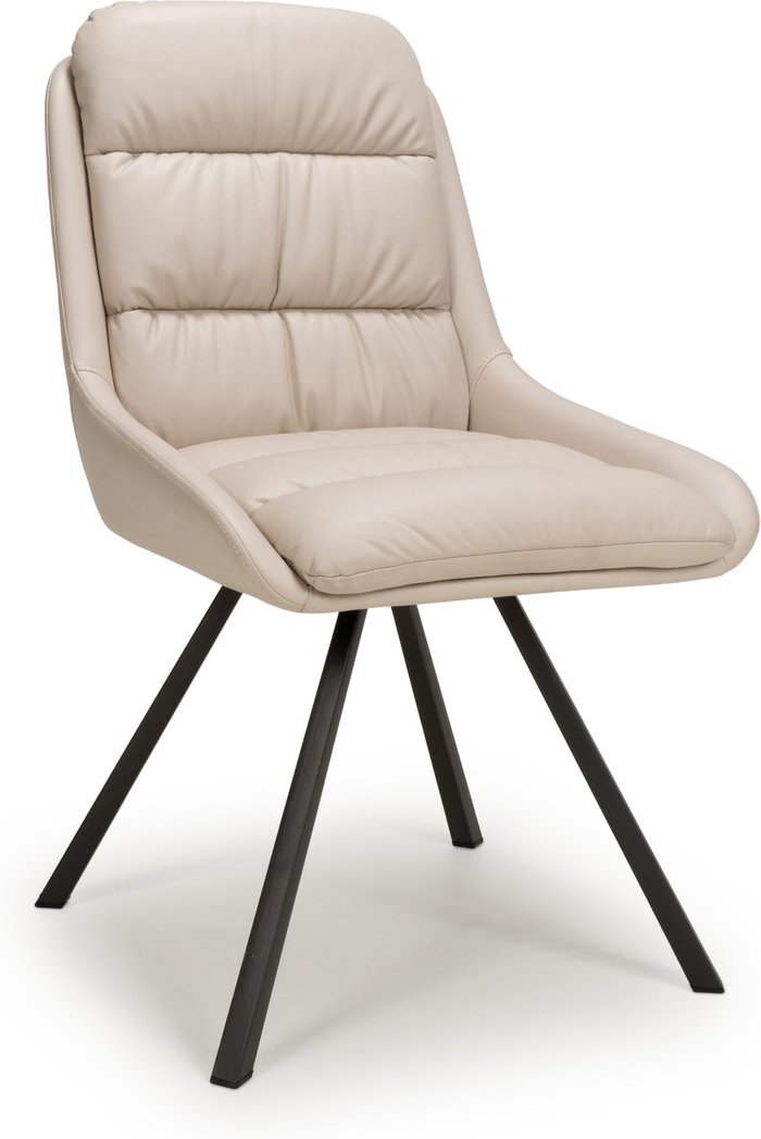 The Range | Shankar Pair of Arnhem Swivel Leather Effect Cream Dining Chairs - Cream Shankar Pair of Arnhem Swivel Leather Effect Cream Dining Chairs - Cream
